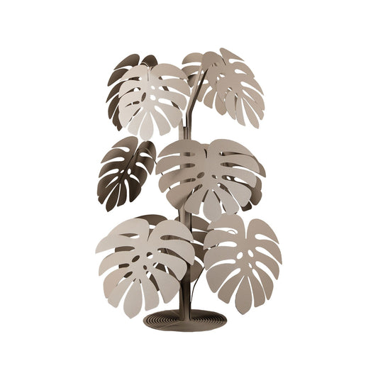 Modern iron sculpture in the shape of a small Monstera